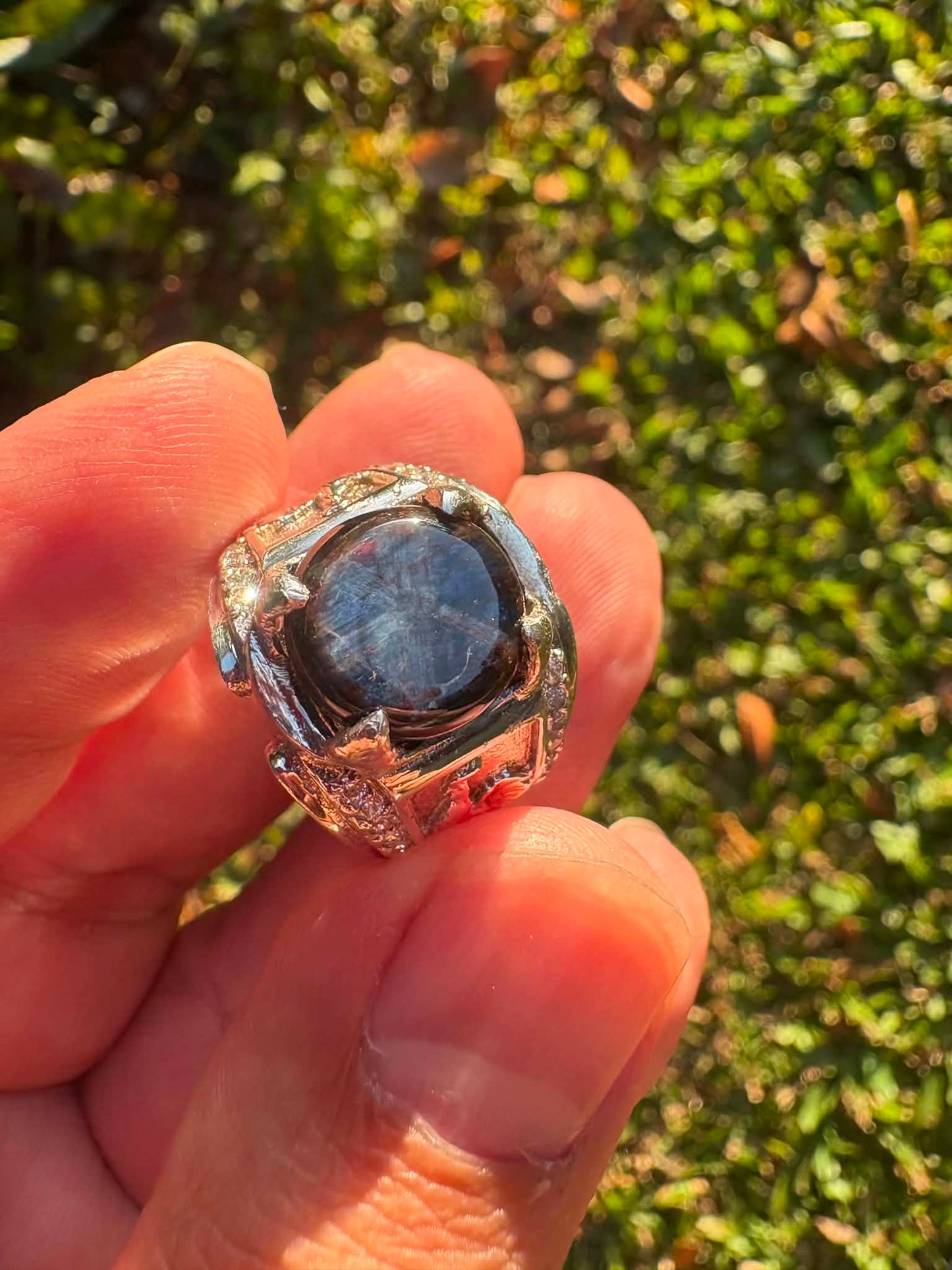 Australian Trapiche Sapphire Ring 99.9% Pure Silver