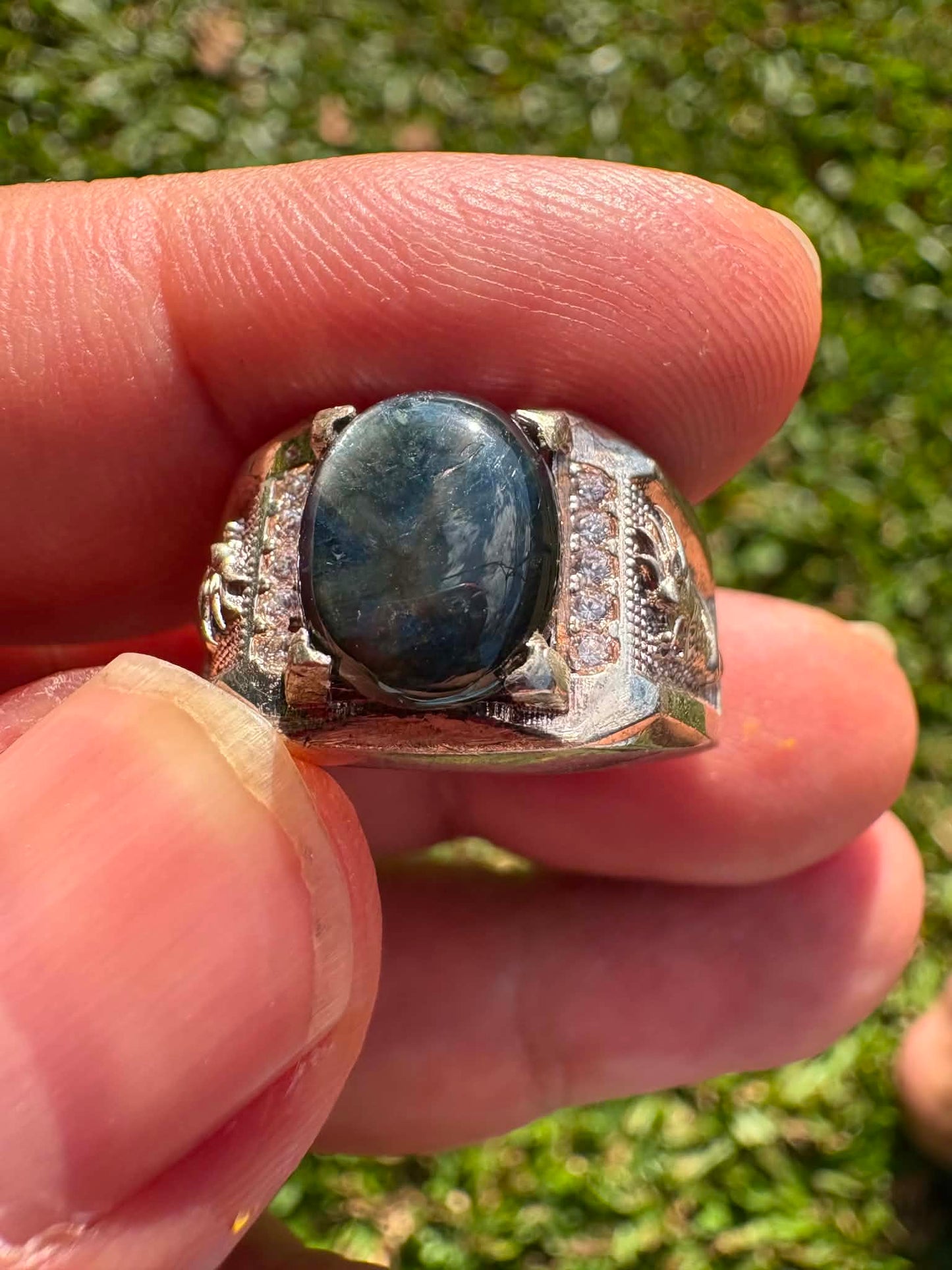 Trapiche Sapphire Cabochon Ring