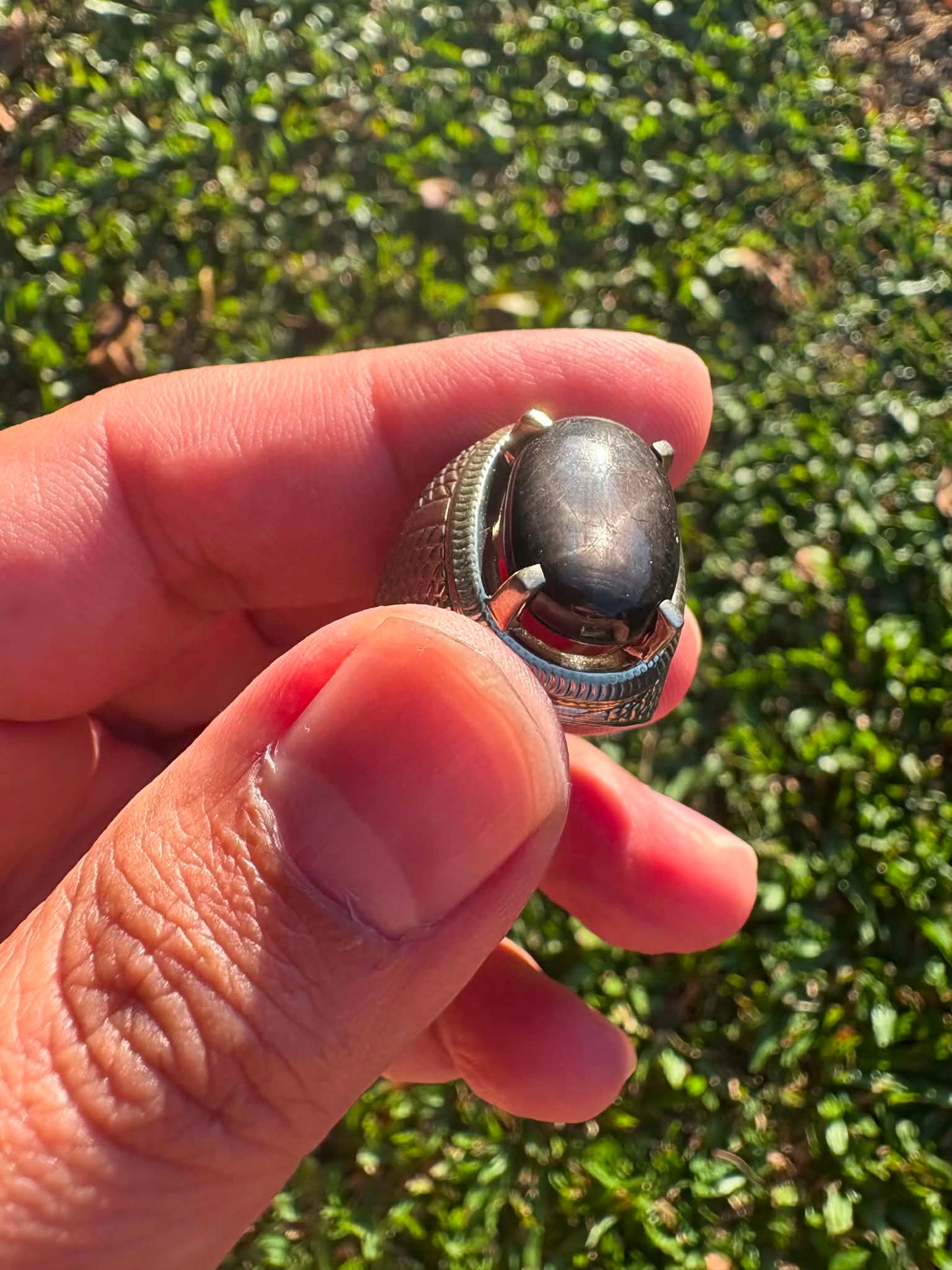 Vietnamese Black Star Sapphire Ring 99.9% Pure Silver