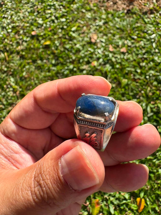 Vietnamese Blue Sapphire Ring 99.9% Pure Silver