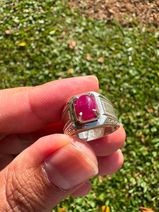 Vietnamese Natural Ruby Ring 99.9% Pure Silver