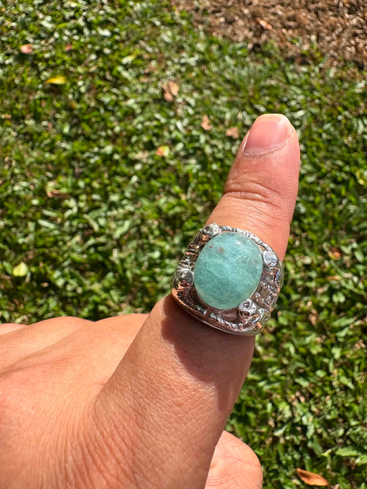 Aquamarine Ring 99.9% Pure Silver